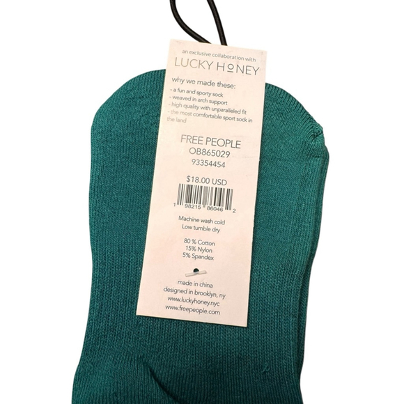 Women's Free People green Ruffle Sport Socks One Size - Picture 3 of 3